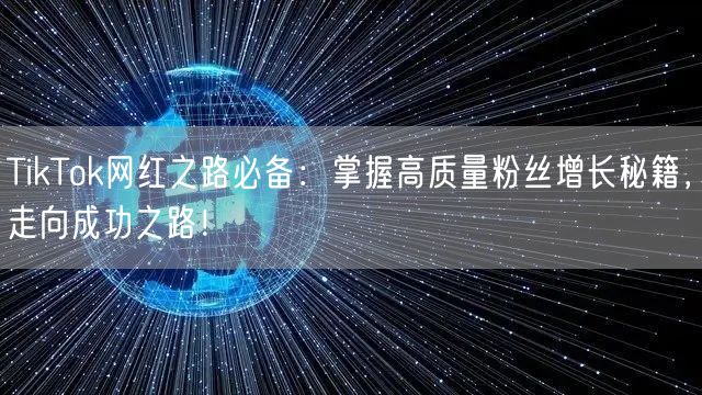 TikTok网红之路必备：掌握高质量粉丝增长秘籍，走向成功之路！