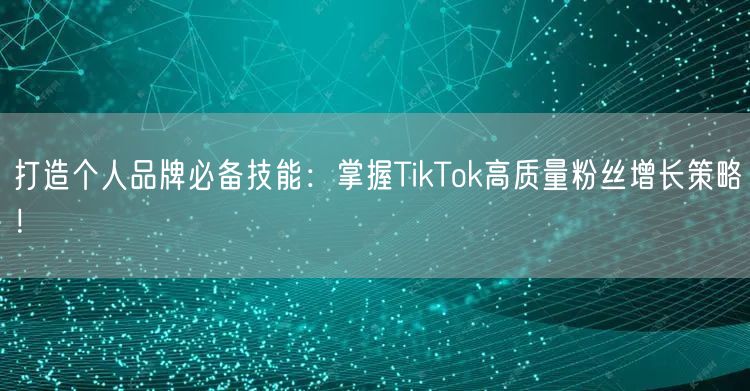 打造个人品牌必备技能：掌握TikTok高质量粉丝增长策略！