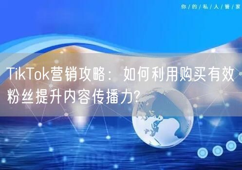 TikTok营销攻略：如何利用购买有效粉丝提升内容传播力?