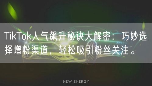 TikTok人气飙升秘诀大解密：巧妙选择增粉渠道，轻松吸引粉丝关注。