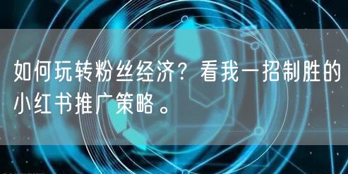 如何玩转粉丝经济？看我一招制胜的小红书推广策略。