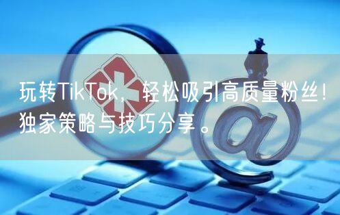 玩转TikTok，轻松吸引高质量粉丝！独家策略与技巧分享。