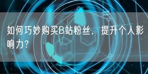如何巧妙购买B站粉丝，提升个人影响力？