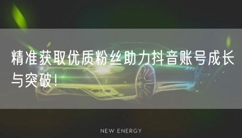 精准获取优质粉丝助力抖音账号成长与突破！