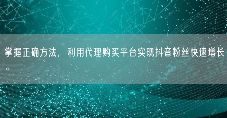 掌握正确方法，利用代理购买平台实现抖音粉丝快速增长。