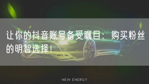 让你的抖音账号备受瞩目：购买粉丝的明智选择！