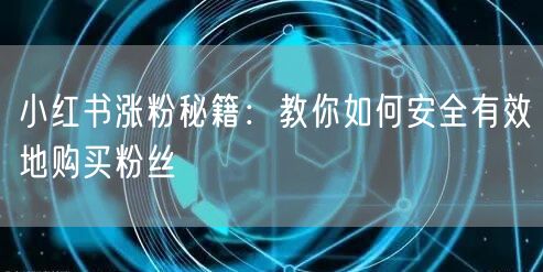 小红书涨粉秘籍：教你如何安全有效地购买粉丝